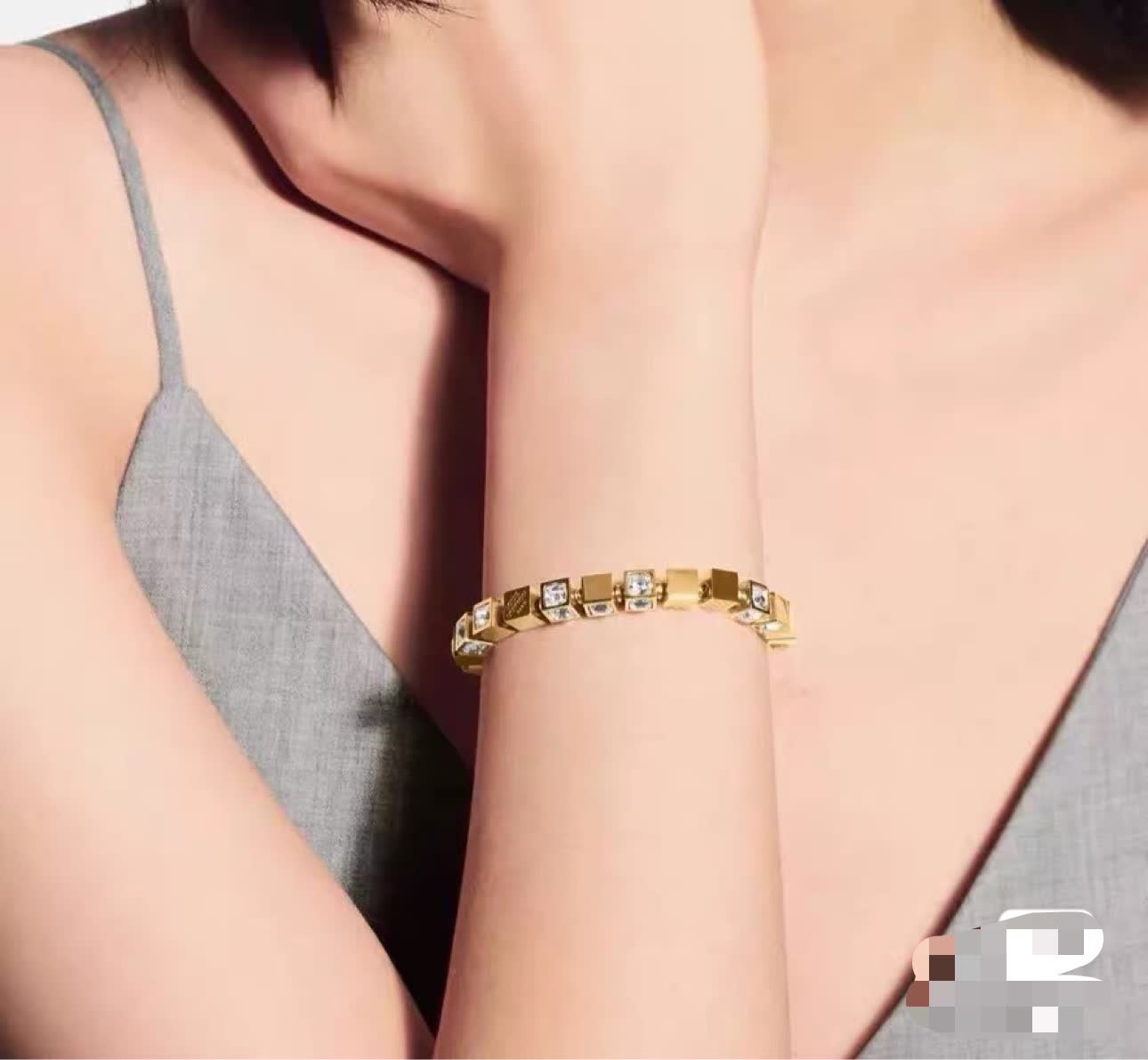 Louis Vuitton Gold Tone Crystal Bracelet